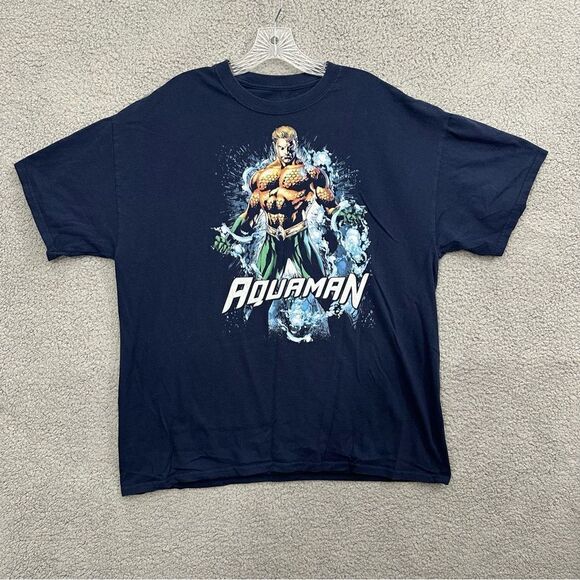 Aquaman‎ Shirt Adult XL Navy DC Comics Short Sleeve Graphic Tee - Picture 1 of 8